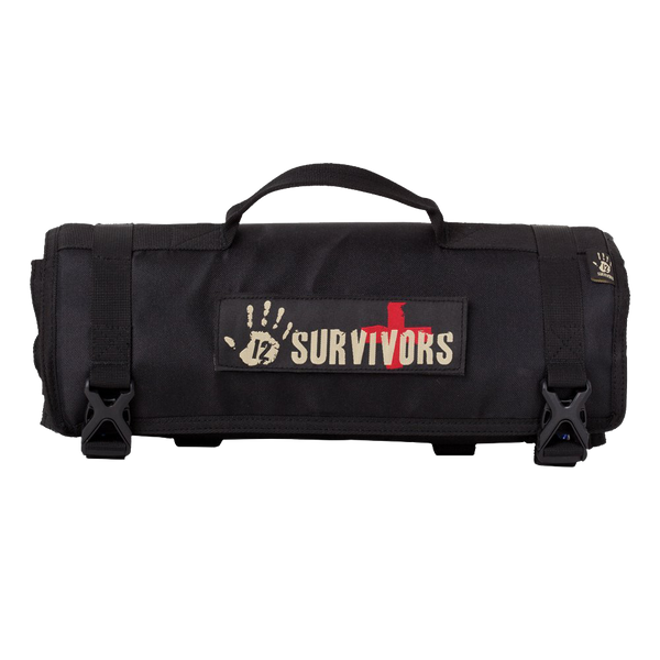 12 Survivors First Aid Rollup Kit Black
