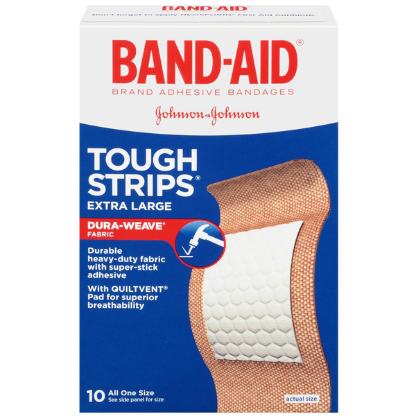 Band-Aid Brand Adhesive Bandages Extra Large Tough Strips 10 Count