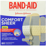 Band-Aid Brand Adhesive Bandages Sheer Strips Assorted 60 Count