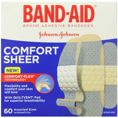 Band-Aid Brand Adhesive Bandages Sheer Strips Assorted 60 Count