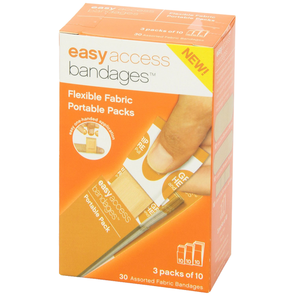 Easy Care Easy Access Bandage Fabric Assorted Large Medium and Junior 30 Count